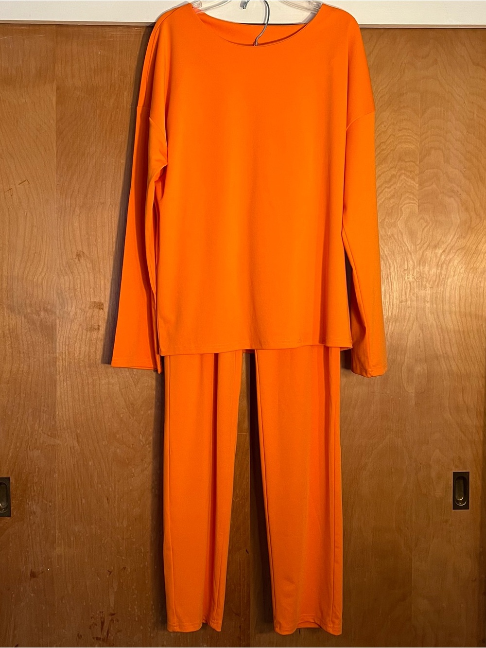Women's Orange Pantsuit Set - Classic Long Sleeve Top & Pants